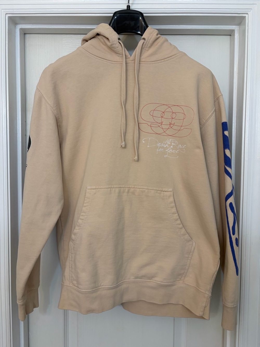 999 Juice WRLD Beige Graphic Death Race for Love Pullover Fleece Hoodie Men's M